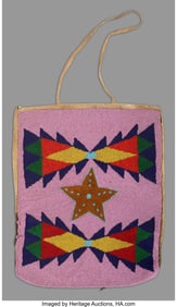 70484: A Plateau Beaded Hide Flat Bag Provenance: Pro