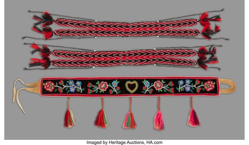 70485: A Pair of Osage Handwoven Garters and a Great La