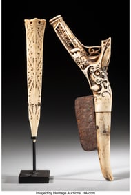 70519: A Dayak Rice Cutter and a Hairpin, Bone and Antl