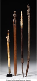 70523: Three Dayak Cutting Tools and a Long Wood Spatul