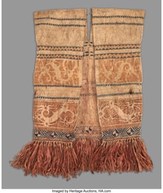 70524: A Dayak Painted and Embroidered Bark Vest Prov