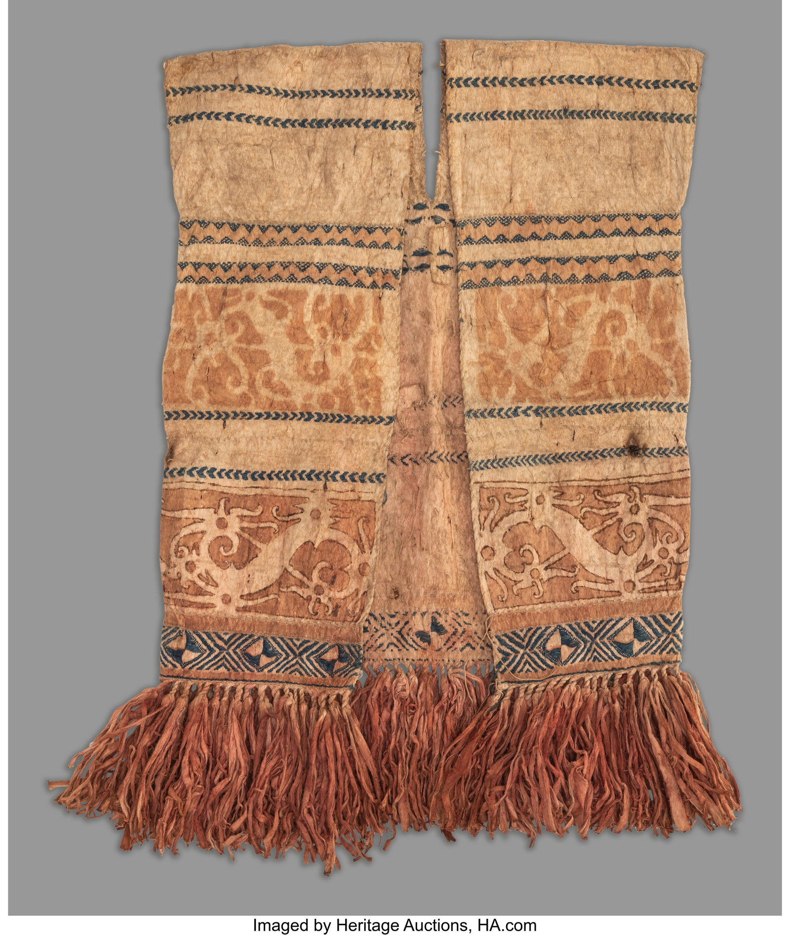 A Dayak Painted and Embroidered Bark Vest Prov: A Dayak Painted and Embroidered Bark Vest Provenance: Francois Coppens, Brussels, Belgium Illustrated: Borneo, les Dayak dans la collection Francois Coppens, 1996&c