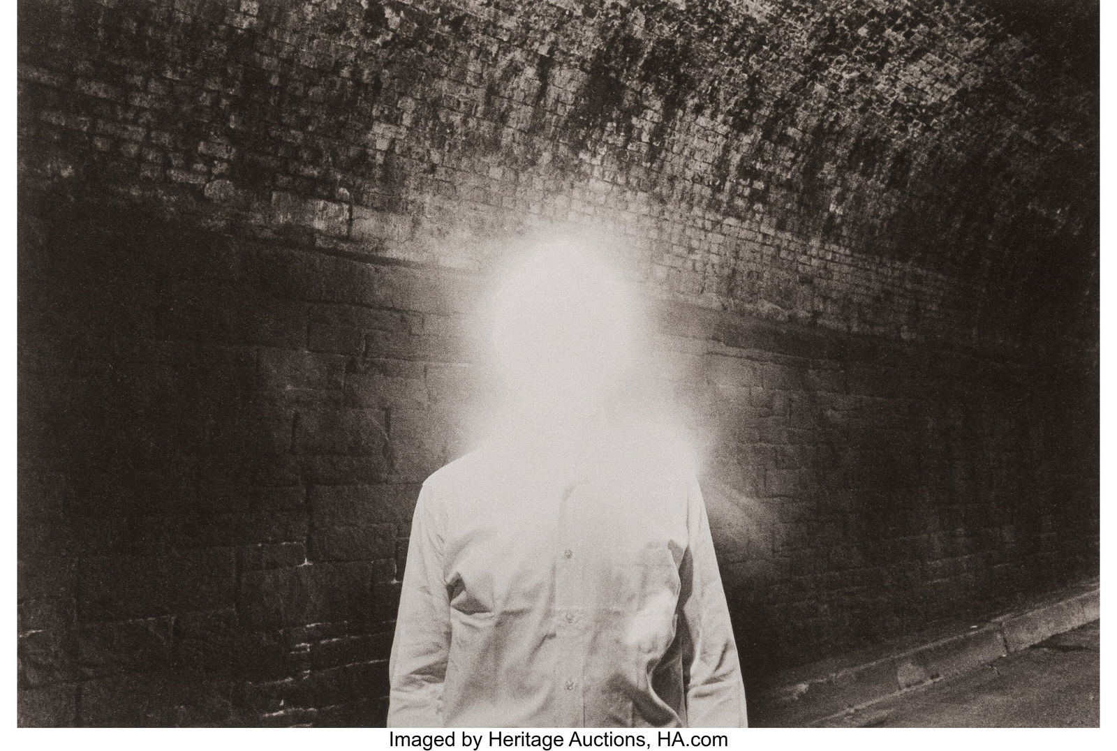 Duane Michals (American, b. 1932) Illuminated Ma: Duane Michals (American, b. 1932) Illuminated Man (from the Year of Tibet Portfolio II), 1986 Platinum Palladium print, printed later 8-5/8 x 12-7/