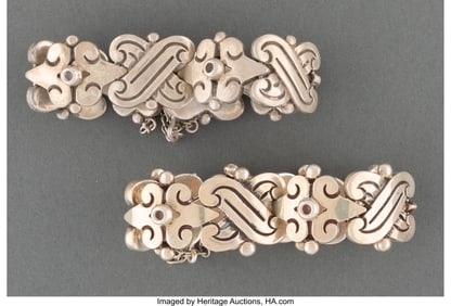 28005&colon; A Pair of Hector Aguilar Silver Bracelets&comma; Taxco