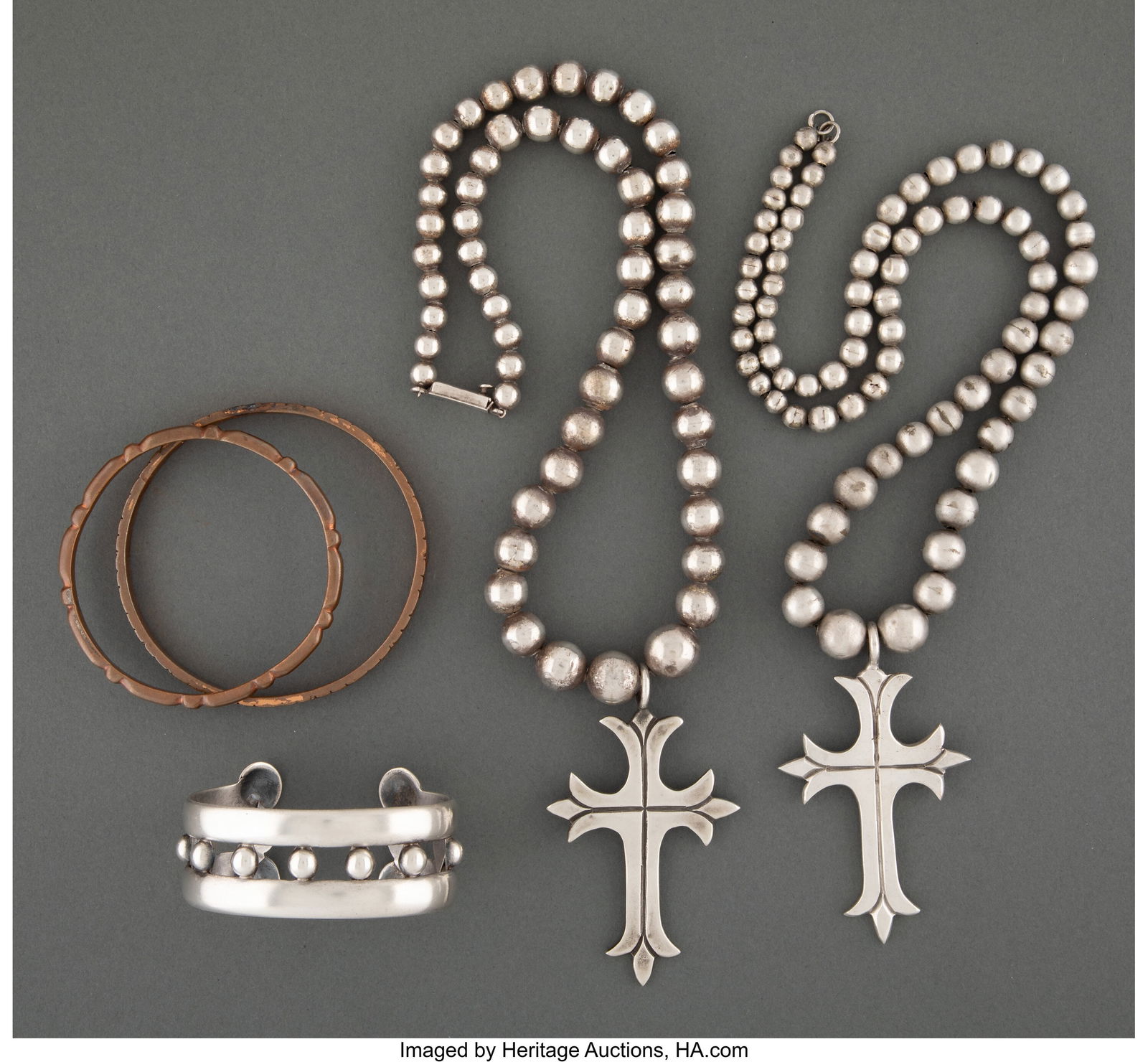 Two Hector Aguilar Silver Cross Necklaces, A Cuf (1 of 2)