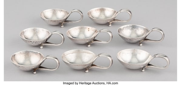 28235&colon; Eight Georg Jensen Open Salt Cellars&comma; Copenhagen