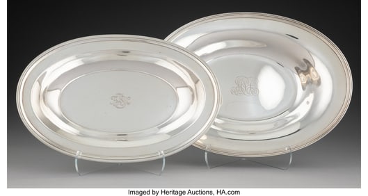28161: A Pair of Tiffany & Co. Silver Oval Serving Dish