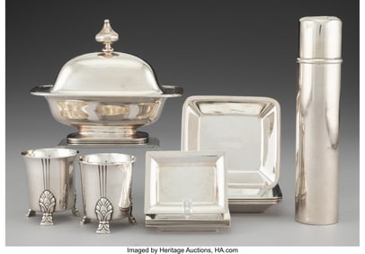 28162: Fifteen Tiffany & Co. Silver Table Articles, New