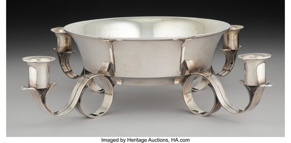 28163: A Tiffany & Co. Silver Center Bowl with Four-Lig