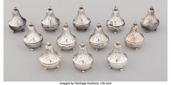 28237&colon; Twelve Georg Jensen No&period; 433 Silver Salt & Pepper