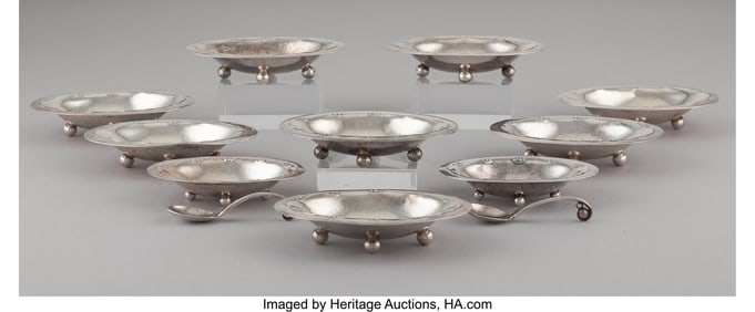 28238: Ten Georg Jensen Open Salt Cellars and Two Salt