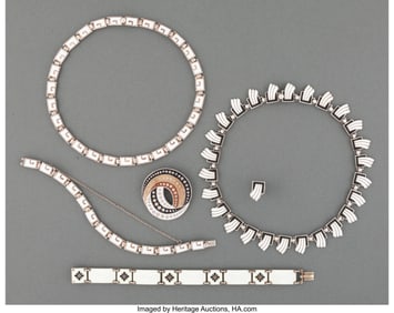 28018&colon; A Six-Piece Suite of Enameled Silver Jewelry&comma; mi