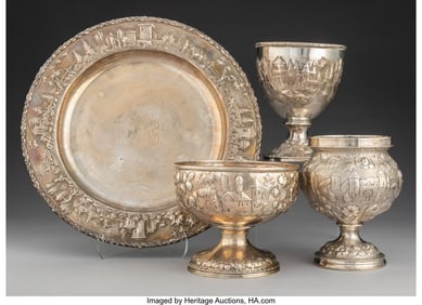 28169&colon; Four S&period; Kirk & Son Silver Landscape Table Articl