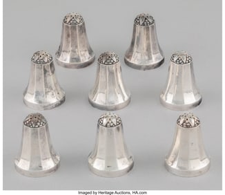 28241&colon; Eight Georg Jensen No&period; 423A Silver Salt & Pepper