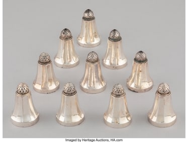 28242&colon; Ten Georg Jensen No&period; 423B Silver Salt & Pepper S