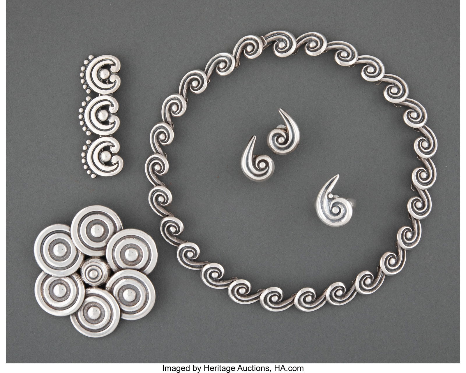 A Six-Piece Collection of Los Castillo Silver Je (1 of 2)