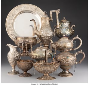 28178&colon; Ten American Silver and Coin Silver Table Articl