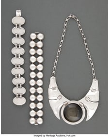 28030&colon; A Fred Davis Silver and Obsidian Necklace with T