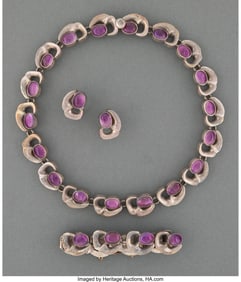28032&colon; A Mexican Silver and Amethyst Jewelry Suite&comma; Tax