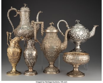 28185&colon; A Six-Piece American Silver Landscape Coffee & T