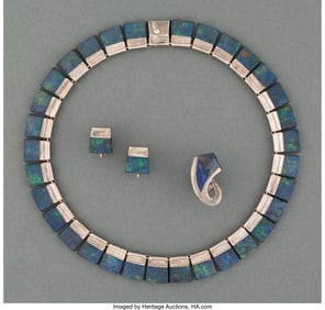 28033: A Ledesma Silver and Azurmalachite Necklace with
