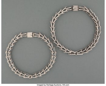 28035: Two Jose Federico Silver Necklaces, Taxco, Mexic