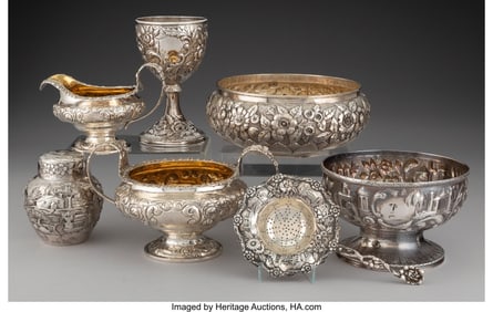 28194: A Collection of Seven American Silver Table Arti