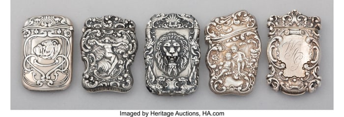 28199&colon; Five American Partial Gilt Silver Match Safes Ma