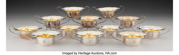 28202&colon; Twelve Shreve & Co&period; Partial Gilt Silver Bouillon