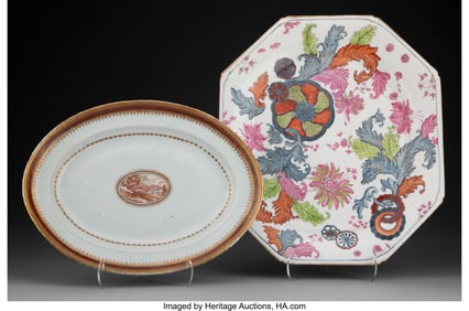 28118: Two Chinese Export Serving Platters 1-1/8 x 13-5