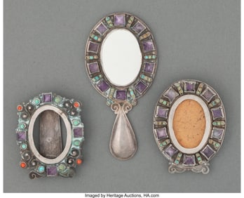28051: Three Matilde Poulat Silver and Gem-Set Table Ar
