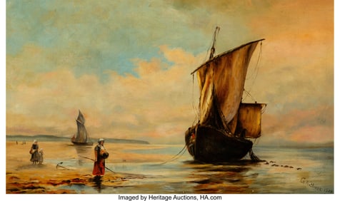 28129: G. Witbeck (20th Century) Fisherwomen on the Sho