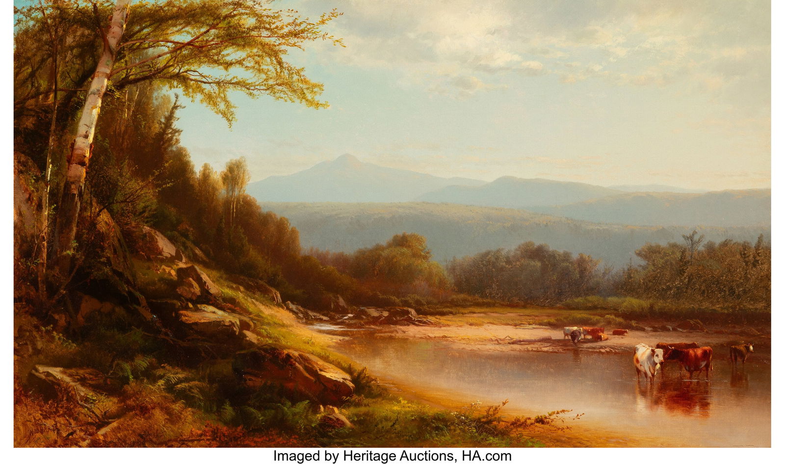 William Hart (American, 1823-1894) Landscape (Up: William Hart (American, 1823-1894) Landscape (Upstate New York), circa 1860s-1870s Oil on canvas 18 x 30 inches (45.7 x 76.2 cm) Signed lower le