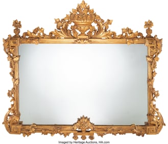 28072: A French Louis XV-Style Carved Gilt Wood Mirror,