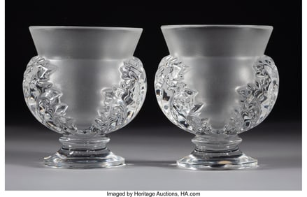 29081: Lalique Two St. Cloud Vases, post-1945 Clear and