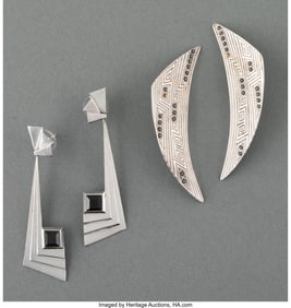 29043: Erté (Romain de Tirtoff) Two Pairs of Earrings