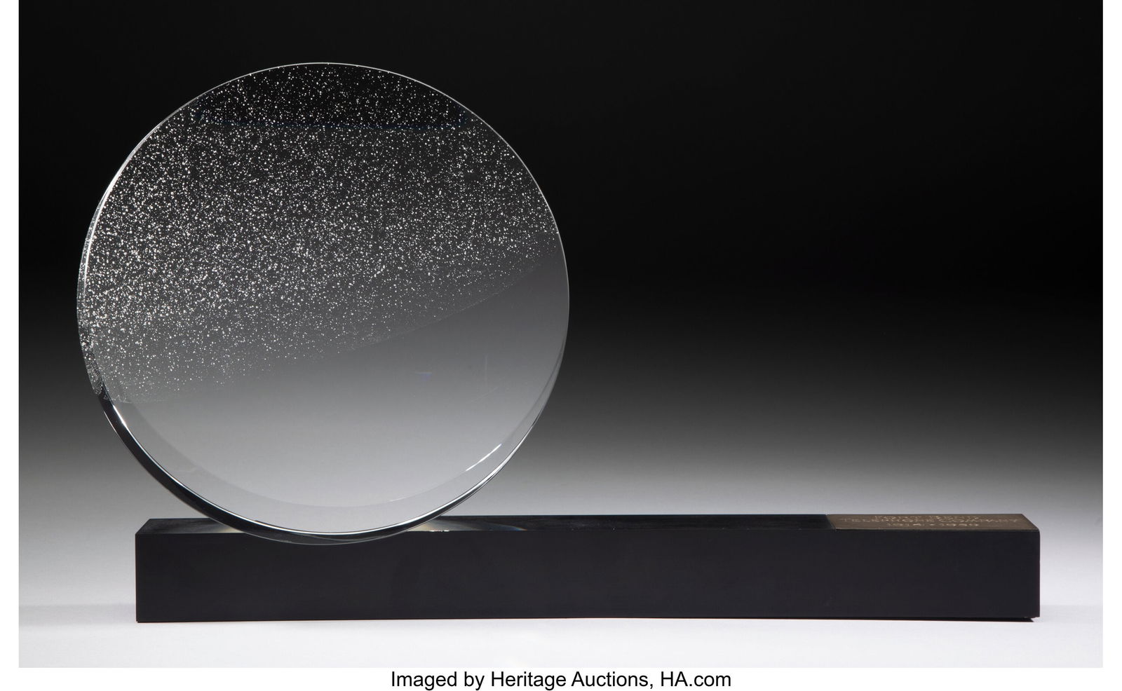 David Dowler for Steuben Glass Works Day and Nig: David Dowler for Steuben Glass Works Day and Night with Original Stand, designed 1989 Glass 9-5/8 x 9-3/4 inches (24.4 x 24.8 cm) (work) Marks: St