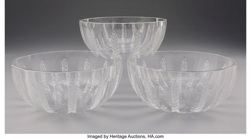 29085: Lalique Three Ceres Bowls, post-1945 Clear and f