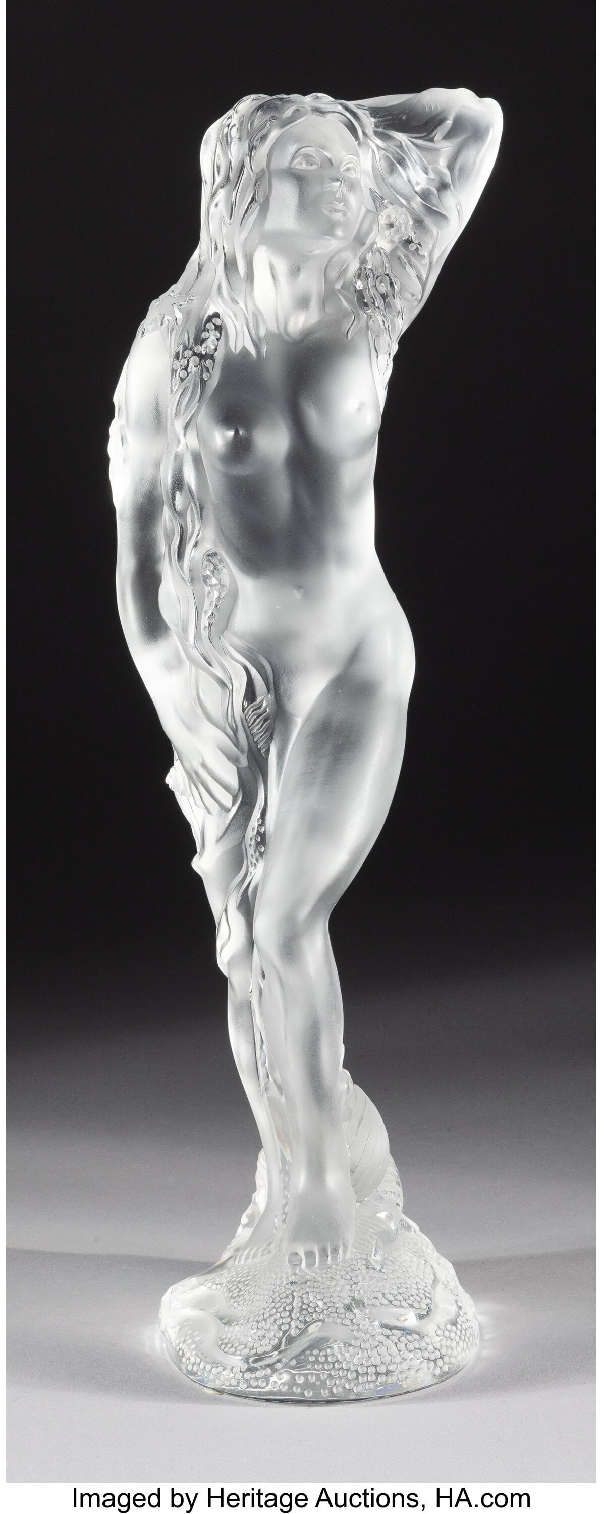 Lalique Oceanide Statuette, post-1945 Clear and : Lalique Oceanide Statuette, post-1945 Clear and frosted glass 17-1/4 inches (43.8 cm) Ed. 650/999 Marks: Lalique France, 650/999 HID03101062020 &c