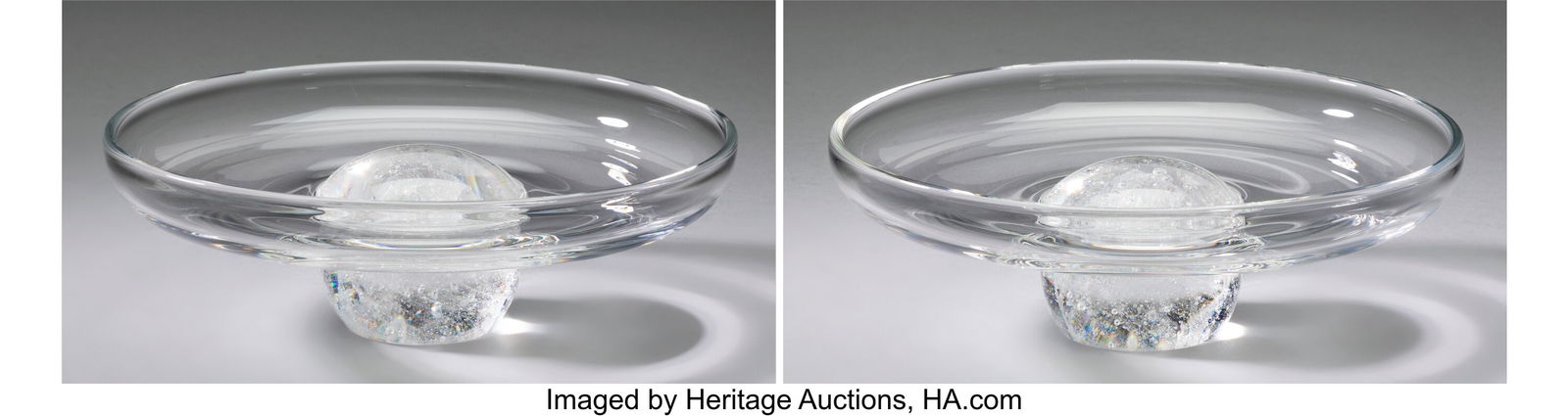 David Dowler for Steuben Glass Works Two Celesti: David Dowler for Steuben Glass Works Two Celestial Bowls, designed 1988 Glass 2-5/8 x 8 inches (6.7 x 20.3 cm) (each) Marks: Steuben HID03101062020 &c