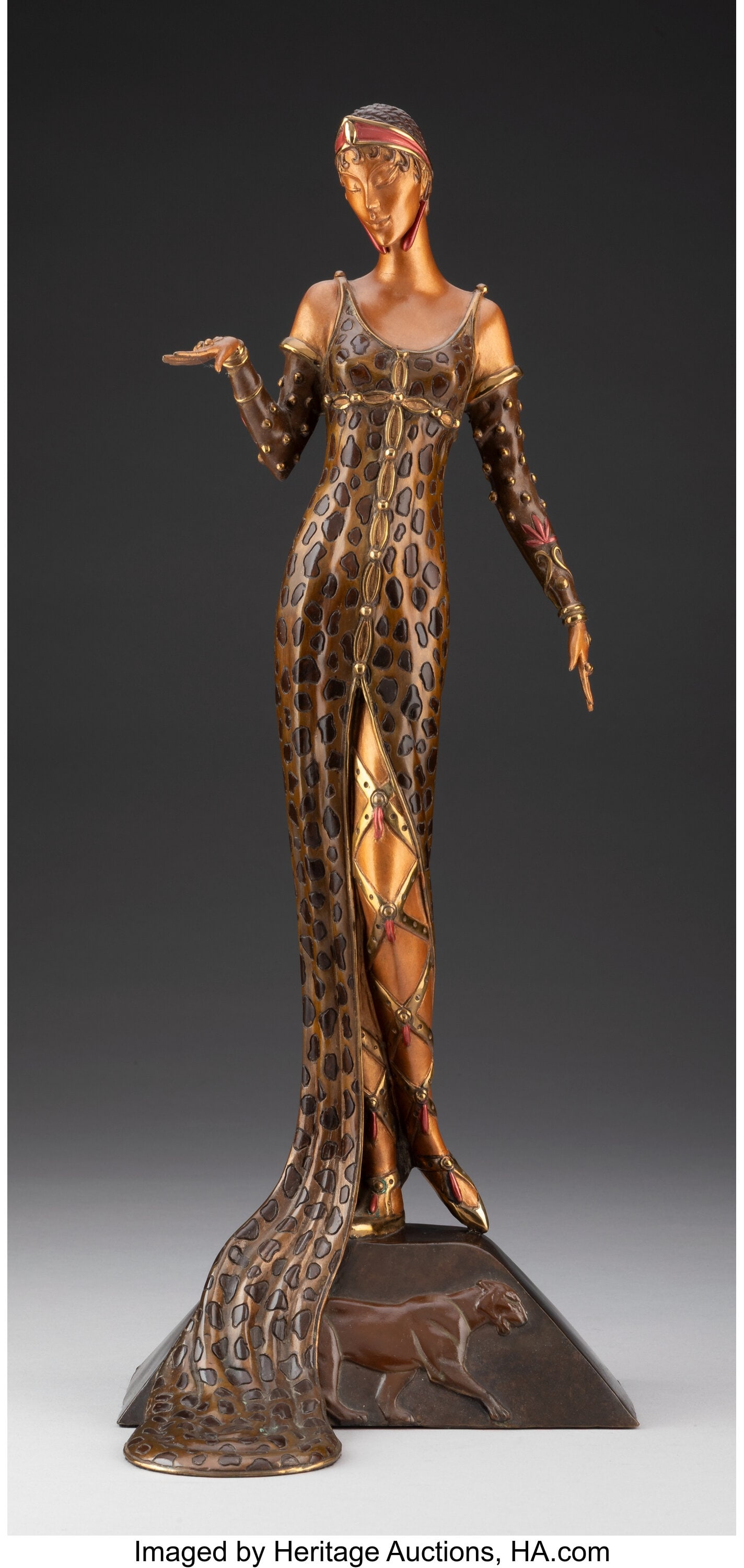 29028: Erté Julietta, 1987 Cold painted and gilt bronz