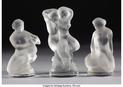 29088: Lalique Three Figures, post-1945 Clear and frost