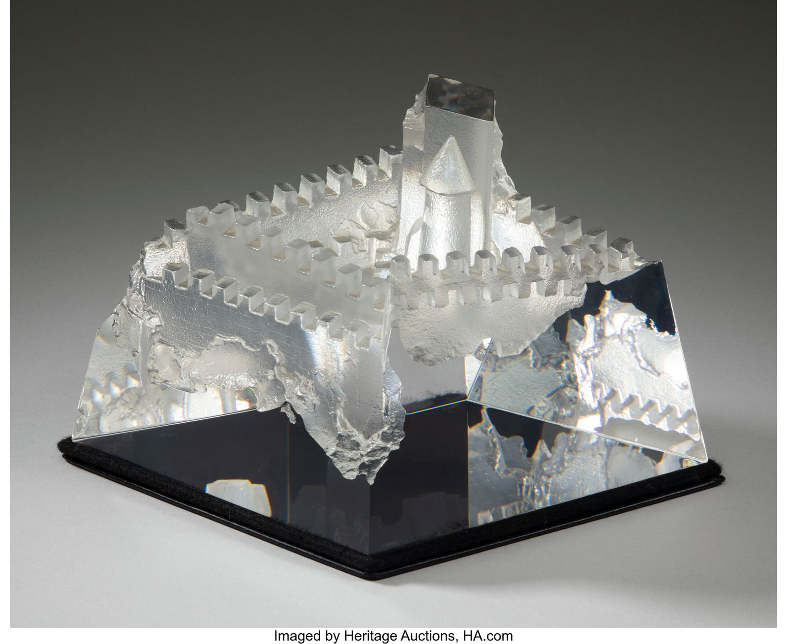 David Dowler for Steuben Glass Works Castle of D: David Dowler for Steuben Glass Works Castle of Dreams with Original Fitted Box, designed 1986 Glass 6 x 10 inches (15.2 x 25.4 cm) Marks: Steuben HID03101062020 &co