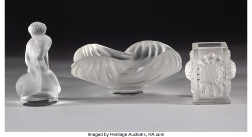 29092: Lalique Three Table Articles, post-1945 Clear an