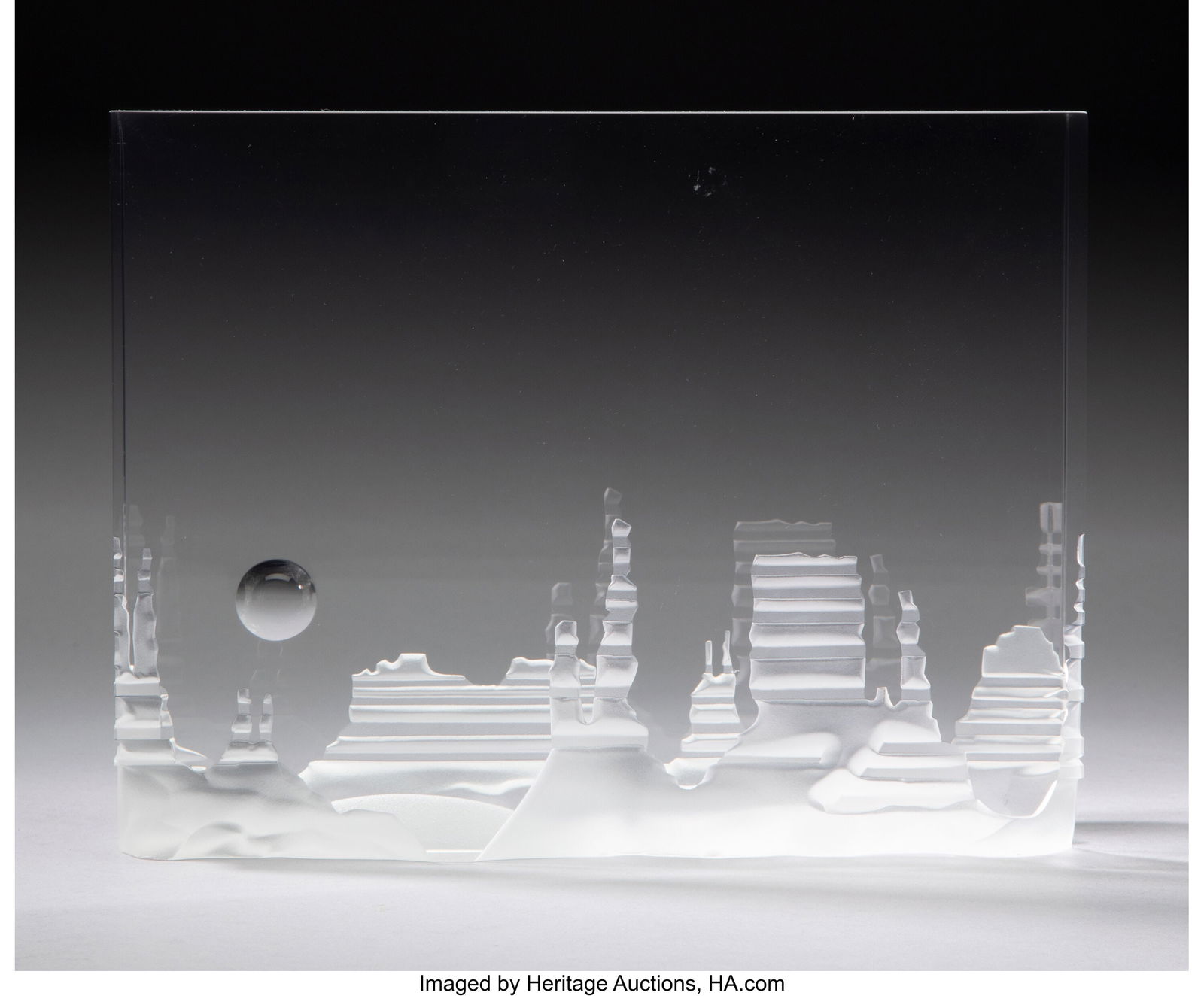 Bernard X. Wolff for Steuben Glass Works Monumen: Bernard X. Wolff for Steuben Glass Works Monument Valley, designed 1984 Glass 6-1/2 x 8-1/2 inches (16.5 x 21.6 cm) Marks: Steuben HID03101062020 &co