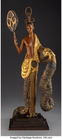 29039: Erté Bamboo, 1988 Cold painted and gilt bronze