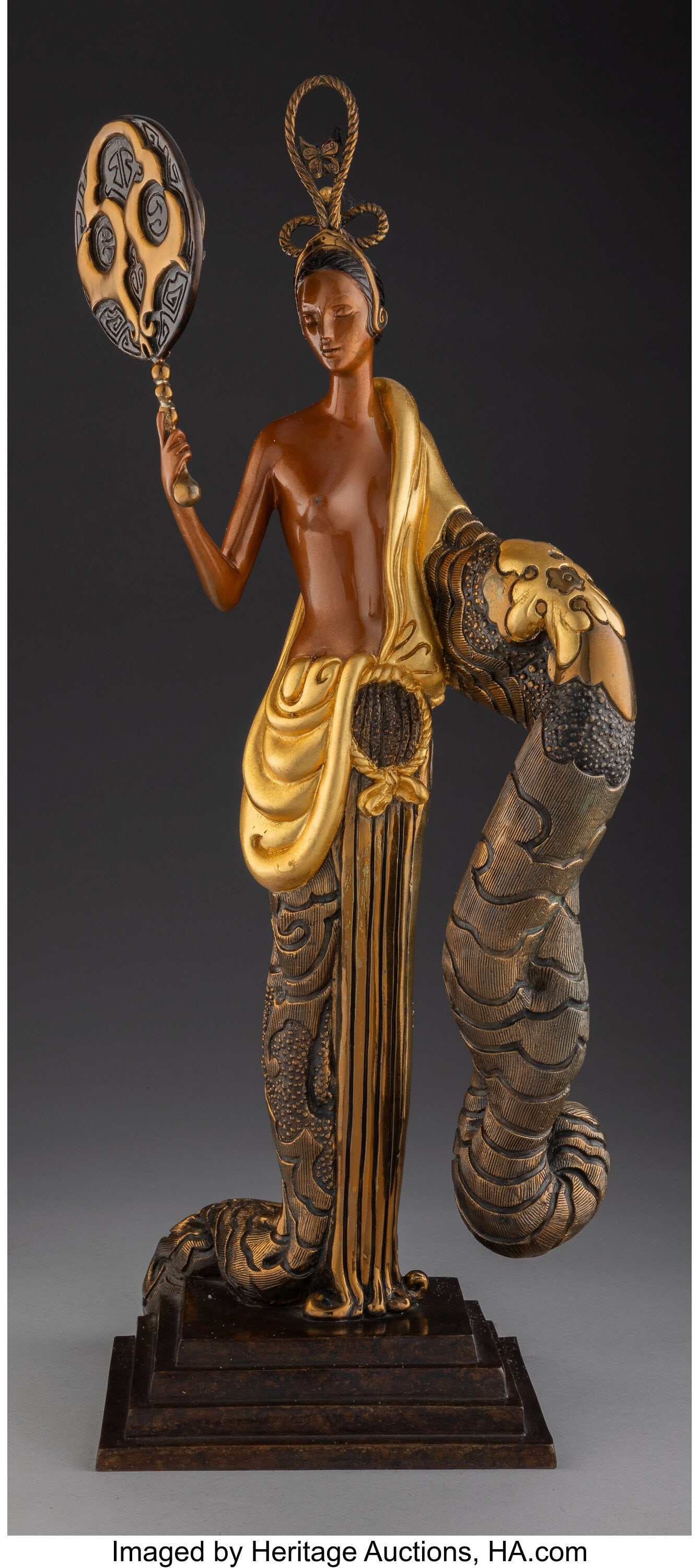 Erté Bamboo, 1988 Cold painted and gilt bronze: Erté Bamboo, 1988 Cold painted and gilt bronze 22-1/4 inches (56.5 cm) Ed. 261/375 Signed: Erté Impressed: © 1988, CHALK &