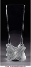 29079: Lalique Lucca Vase, post-1945 Clear and frosted