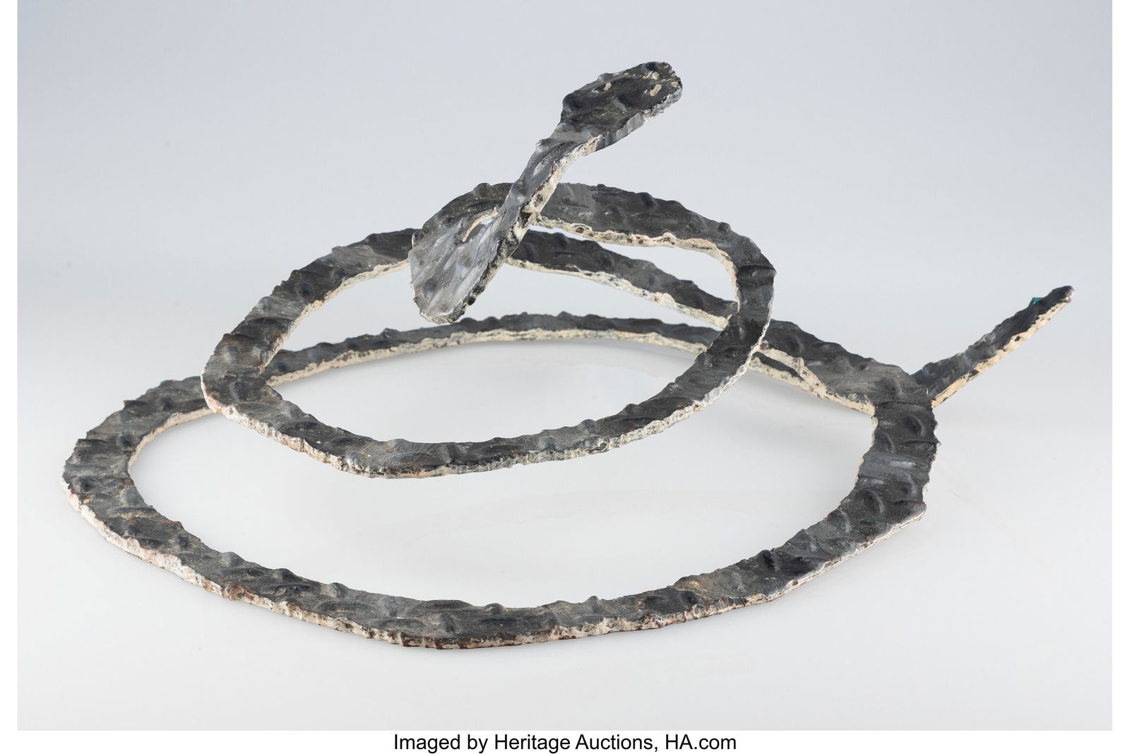 David Bates (American, b. 1952) Snake, 1984 Stee: David Bates (American, b. 1952) Snake, 1984 Steel and paint 8 x 18 x 15 inches (20.3 x 45.7 x 38.1 cm) Inscribed on underside: David B