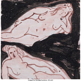 37084: Raoul Dufy (1877-1953) Carreau aux deux nus, cir